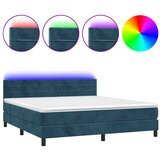  box spring s madracem LED tamnoplavi 160x200 cm baršun | shoptok.hr