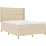Box Postelja s podjemom in vzmetnico ter LED svetlobo Krem 140x200 cm Tkanina, (22049147) | Shoptok.si