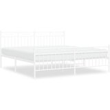  The Living Store Kovinski posteljni okvir z vzglavjem in vznožjem bel 183x213 cm - Posteljni Okvir, (21453914) | Shoptok.si