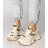 Gemre Beige women's sports sneakers with leopard insert Sandra | Shoptok.si