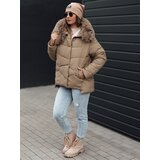 DStreet Women's winter jacket FIXMIX quilted with hood beige | shoptok.hr