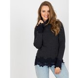 Fashion Hunters Navy blue turtleneck sweater with long sleeves Cene