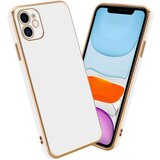 Cadorabo Ohišje, združljiv z Apple v sijajnem belem - zlati - zaščitni pokrov iz fleksibilnega silikona TPU in z zaščito pred kamero, (20592900) Cene