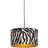QAZQA Sodobna viseča svetilka črna z odtenkom zebra 35 cm - Combi | Shoptok.si