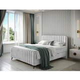 MID.YOU POSTELJA Z VZMETNICO 200 cm x 200 cm , les, tekstil, leseni material svetlo siva | Shoptok.si