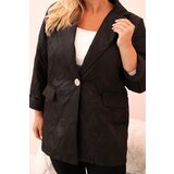 Kesi Włoski Plus Size women's quilted jacket with collar and button black | shoptok.hr