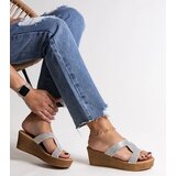 Gemre Silver wedge sandals with rhinestones Antuanet | shoptok.hr