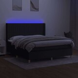 vidaXL Krevet box spring s madracem LED crni 180x200 cm od tkanine | shoptok.hr