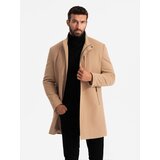 Ombre Structured fitted coat for men with high collar - light brown | shoptok.hr