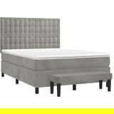  Box spring postelja z vzmetnico svetlo siva 140x200 cm žamet, (20900162) | Shoptok.si