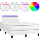  Krevet box spring s madracem LED bijeli 120x200 cm umjetna koža | shoptok.hr