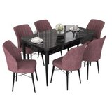 Hanah home Set Trpezarijski sto i 6 stolica Nef, Prljavo roza | Eponuda.ba