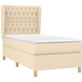  Box spring postelja z vzmetnico krem 100x200 cm blago, (20896917) | Shoptok.si