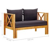  Klop za 2 osebi z blazinami 122 cm trden akacijev les, (20660849) | Shoptok.si