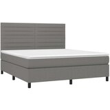  Box spring postelja z vzmetnico LED temno siva 160x200 cm blago, (20937338) | Shoptok.si