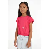 Calvin Klein Jeans Otroška bombažna kratka majica roza barva
