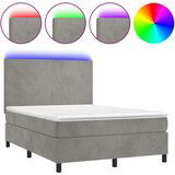  Box spring postelja z vzmetnico LED svetlo siva 140x200cm žamet, (20790642) | Shoptok.si