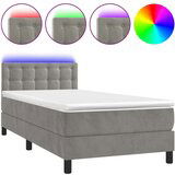  Box spring postelja z vzmetnico LED svetlo siva 80x200 cm žamet, (20725369) | Shoptok.si