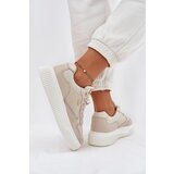 EVENTO Womens Leather Sneakers On Platform Beige Velarria | Shoptok.si
