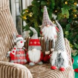 Kondela Božične dekorativne figure, komplet 4 kosov, tkanina, rdeča/siva/bela, DOLL | Shoptok.si