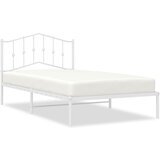Maison Chic Kovinski Posteljni okvir - Dvoposteljna postelja - Zakonska postelja z vzglavjem bel 107x203 cm, (21693185) | Shoptok.si