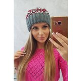 Kesi Women's cap Iris K348 dark gray+red Cene