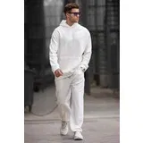 Madmext Ecru Hooded Straight Leg Men's Tracksuit Set 5934