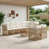  Set vanjskih sofa 9 kom. Prirodna i krema bijela Poliester | shoptok.hr