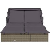 LEŽAJ za sunčanje za 2 osobe sivi 213 x 118 x 97 cm poliratan | shoptok.hr