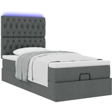 vidaXL Otomanski posteljni okvir z vzmetnico siv 90x200 cm blago | Shoptok.si