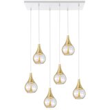 Luster na sajli LACRIMA HONEY 6xE27/60W/230V bela/zlatna/zadimljeno bež Cene