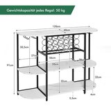  Ormarić za vino s držačem za čaše i policama, trostupanjsko skladište za boce 120 x 40 x 91 cm - bijelo | shoptok.hr