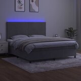  box spring s madracem LED svjetlosivi 160x200 cm baršun | shoptok.hr