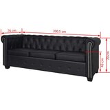  Chesterfield kavč dvosed in trosed um. usnje črne barve, (20597564) | Shoptok.si