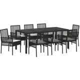 vidaXL Set za blagovanje za vrt, 9 komada, crni poli ratan | shoptok.hr
