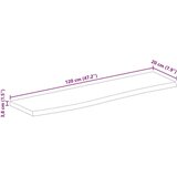 Stolna Mizna plošča z naravnim robom 120x20x3,8 cm trden mangov les, (21411810) | Shoptok.si