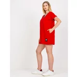 Fashion Hunters Plus size red blouse with short sleeves