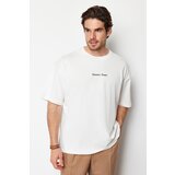 Trendyol Ecru Men's Oversize Fluffy Floral Printed 100% Cotton T-Shirt | Shoptok.si