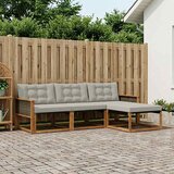  Set vanjskih sofa s jastukom 4 pcs Prirodna i svjetlosiva | Eponuda.com
