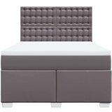 vidaXL Box spring postelja z vzmetnico siva 140x200 cm umetno usnje | Shoptok.si