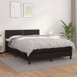  Box spring postelja z vzmetnico črn 140x190 cm umetno usnje, (20725634) Cene