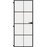 Sobna vrata tanka crna 83 x 201,5 cm kaljeno staklo i aluminij | Eponuda.ba