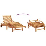 vidaXL sončni ležalniki 2 kosi z blazinami in mizo Rjava Trden les akacije, zložljiv sončni ležalnik z kolesi in blazino Rjava Trden les akacije | Shoptok.si