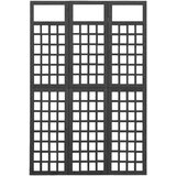 vidaXL Sobna pregrada / rešetka s 3 panela od jelovine 121x180 cm crna | shoptok.hr