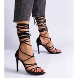 Gemre Black lace-up stiletto sandals Fortado | Shoptok.si