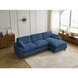 Bobochic Paris Modra kotna sedežna garnitura iz rebrastega žameta Belair – | Shoptok.si