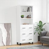vidaXL Visoka omara bela 69,5x34x180 cm inženirski les | Shoptok.si