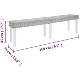  Klupa bijela 160x35x45 cm prirodni kubu ratan i masivno drvo mahagonij | shoptok.hr