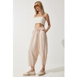  Women's Cream Pocket Linen Viscose Baggy Trousers | Shoptok.si