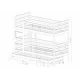 Molarem Home Drveni dječji krevet na kat Luk s tri kreveta i ladicom - bijeli - 160x80 cm - Bez madraca | shoptok.hr
